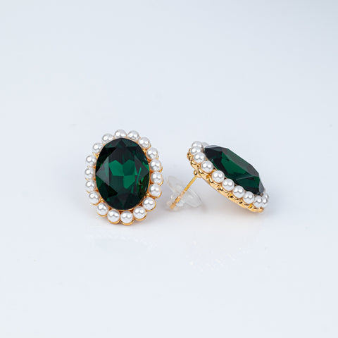 Emerald Pave-framed Statement Earrings
