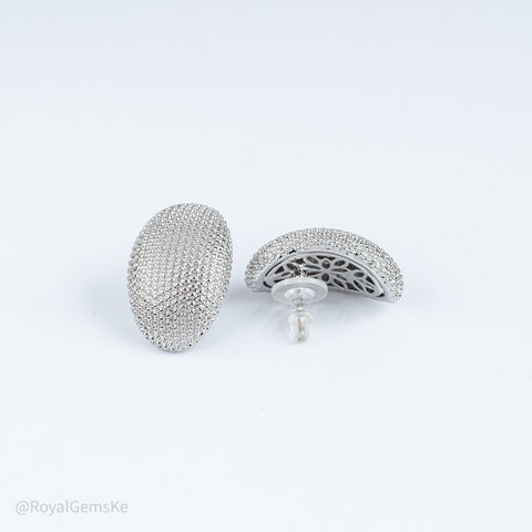 Silver Granulated Dome Earrings