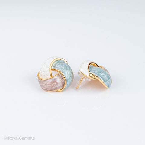 Azure Enamel Knot Earrings