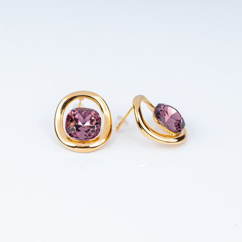 Royal Amethyst Halo Statement Studs