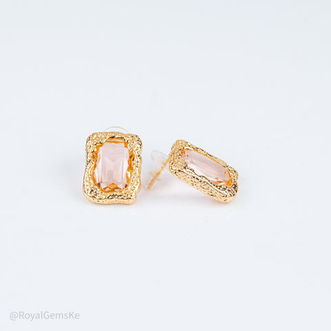 Golden Rose-Quartz Sovereign Earrings