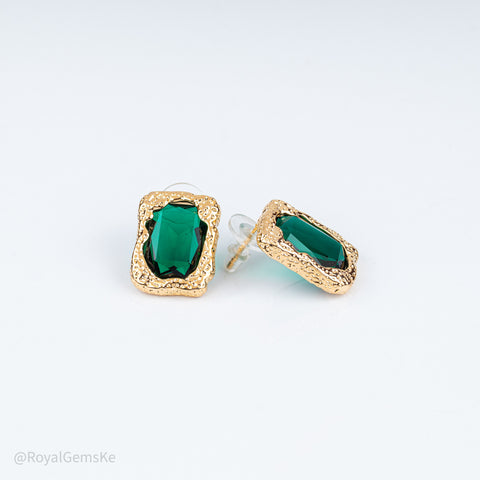 Textured Emerald Sovereign Earrings