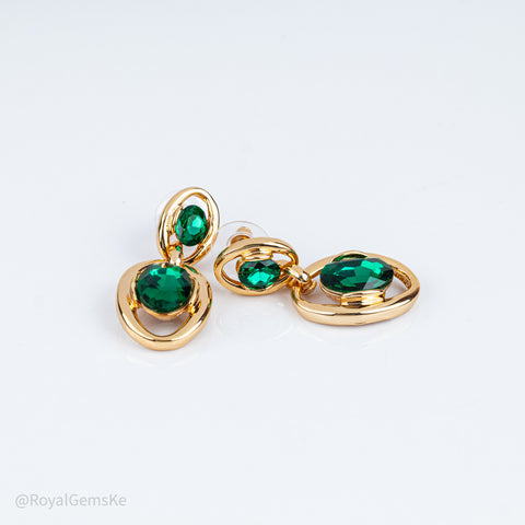 Emerald Halo Orbit Earrings