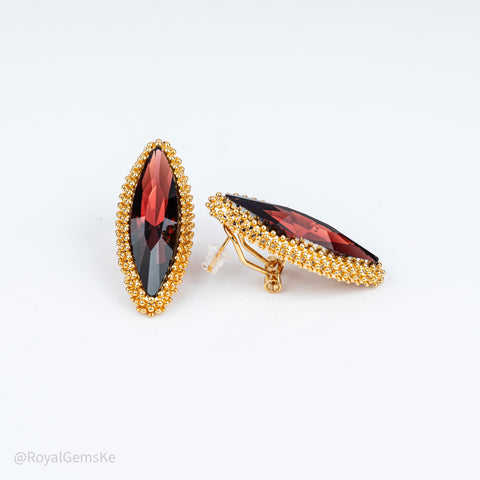 Royal Garnet Marquise Earrings