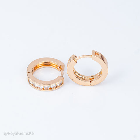 Crystal Paved Gold Hoops
