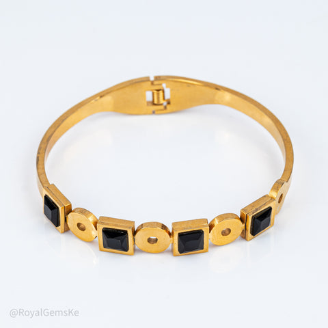 The Onyx Pavé Geometric Bangle
