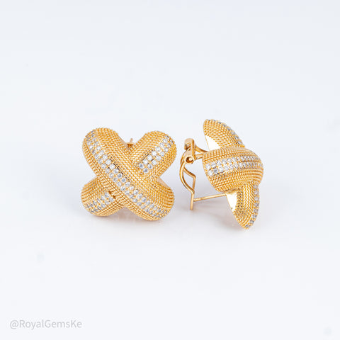 Golden Starfish Pave Earrings