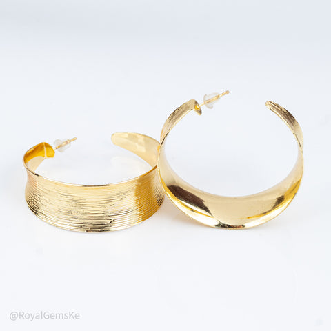 Golden Texture Statement Hoops