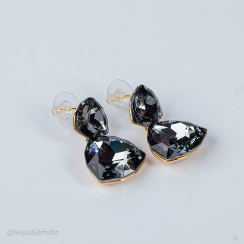 Smoky Quartz Gold Dangle Earrings