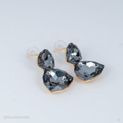 Smoky Teardrop Crystal Dangle Earrings