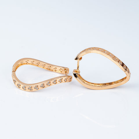 Classy Heart-Embossed Wave Hoops