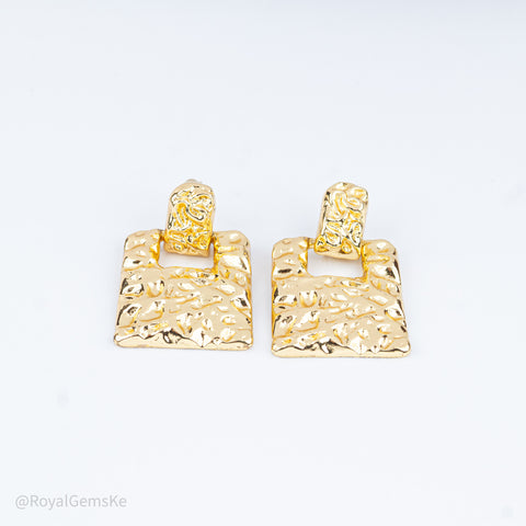 Textured Gold Statement Earrings