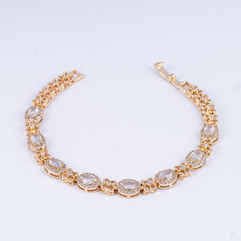 Gold Oval Crystal Blossom Bracelet