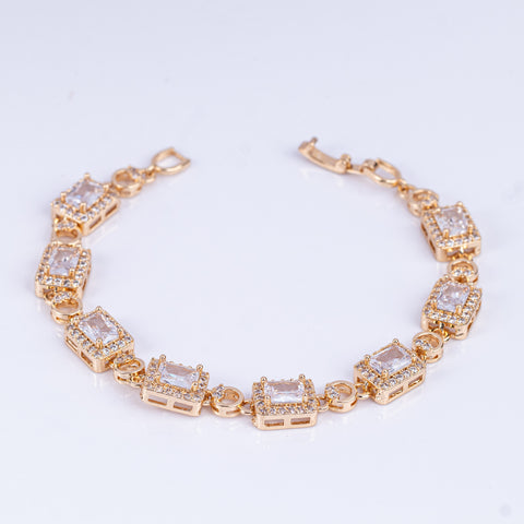 Emerald Cut Crystal Gold Bracelet