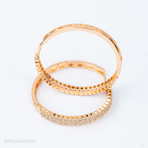 Elegant Gold Crystal Pave Hoops