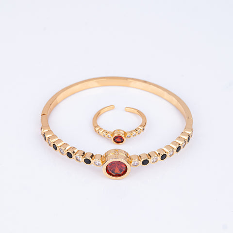 Ruby Elegance Thin Bangle Set