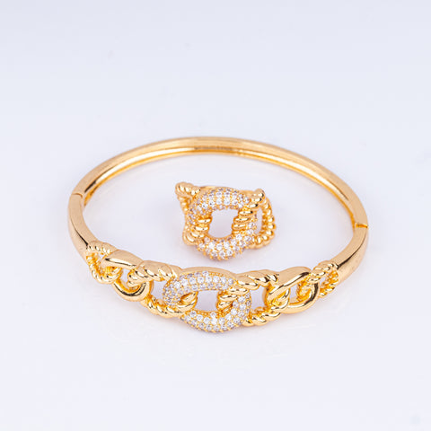 Twisted Rope Chain-Link Thin Bangle Set