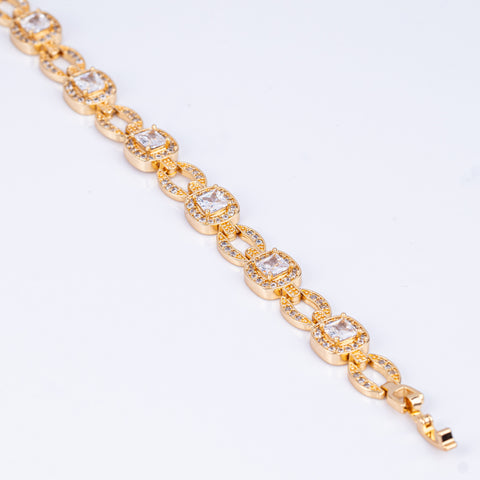Emerald Cut Crystal Gold Bracelet