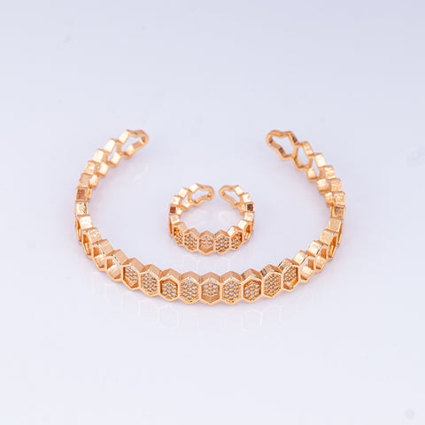Radiant Golden Hive Bangle & Ring Set