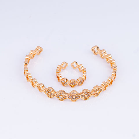 Floral Charm Bangle & Ring Set