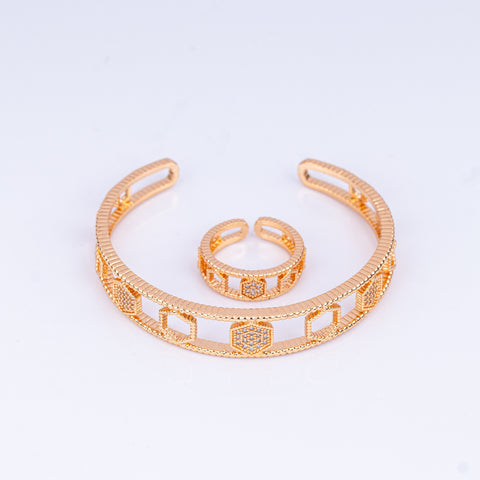 Geometric Elegance Bangle & Ring Set