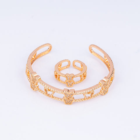 Teddy Charm Bangle & Ring Set