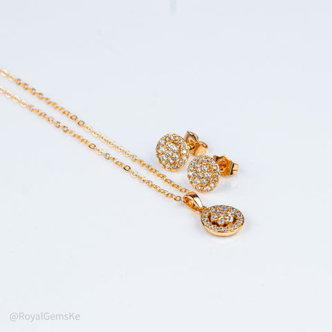 Imperial Pavé Halo Disc Pendant Set