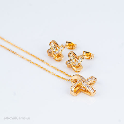 Criss-Cross Pave Pendant Set