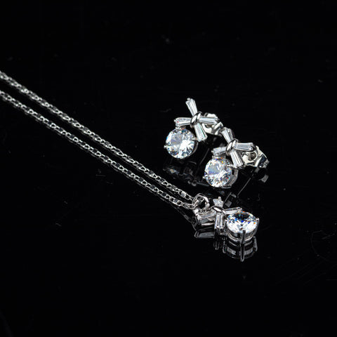 Imperial Platinum-Tone Bow Jewelry Set