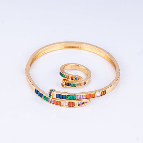 Luxe Vibrant Nail Bangle & Ring Set