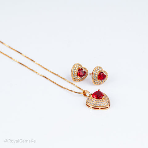 Imperial Garnet Heart Pavé Set