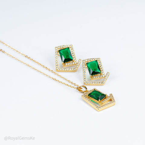 Royal Verdant Chevron Pendant  Set