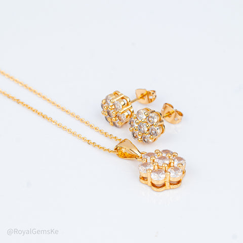 Radiant Pave Bloom Medium Pendant Set