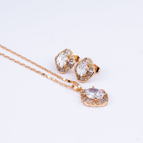 Radiant Oval Crystal Pendant Set