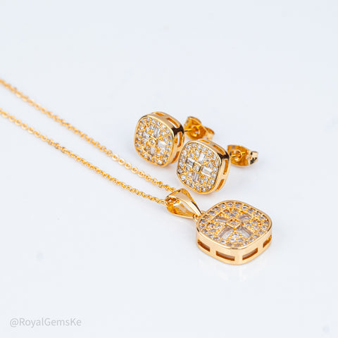 Golden Square Radiant Pendant Set