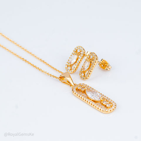 Golden Marquise Pendant Set