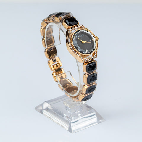 Gucci Golden Black Faceted Watch