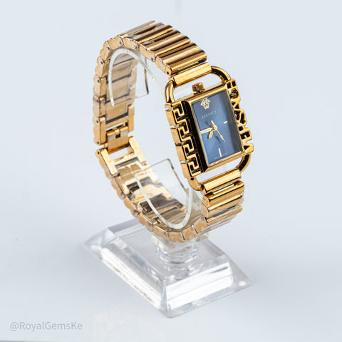 Versace Azure Greco-Roman Logo Tank Watch