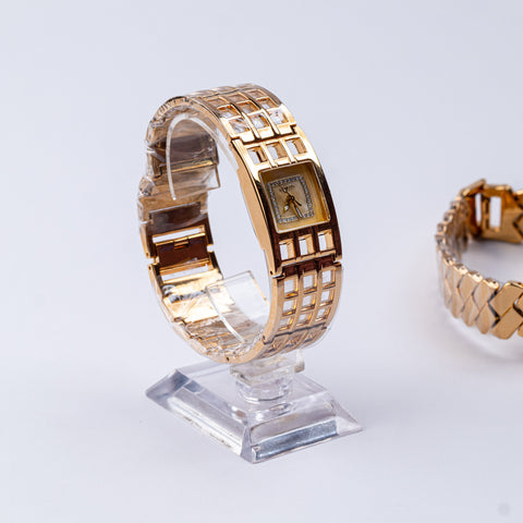 Gilded Grid Luxe Watch