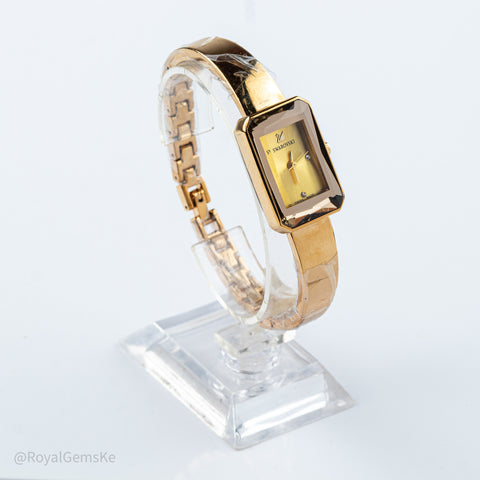 Radiant Champagne Gold Swarovski Bangle Timepiece