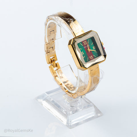 Vintage Heritage Gucci Green & Red Motif Square Watch