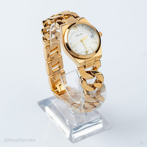 Golden Curb Chain Link Watch