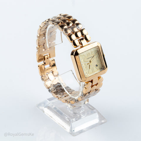Cartier-Inspired Square Gilt Watch in Champagne