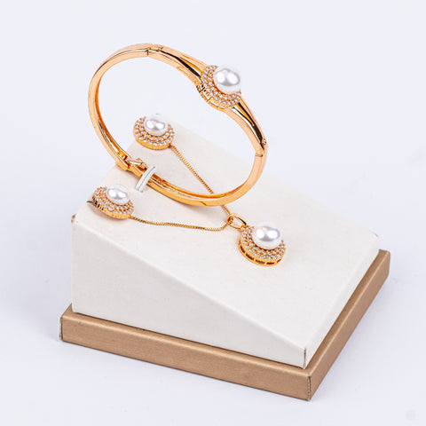 Elegant Pearl & Crystal Pendant Set
