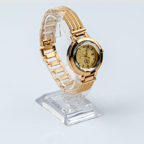 Golden Satin Mesh Strand Watch