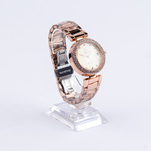 Rose Gold Crystal Bezel Watch