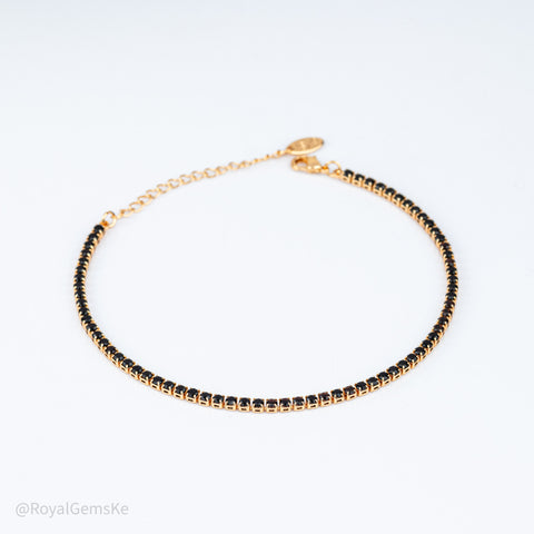 Noir Tennis Crystal Anklet