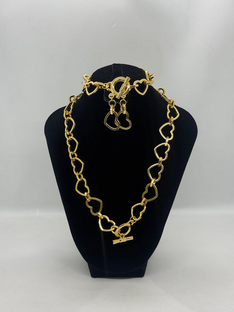 Golden Interlocking Hearts Link Set