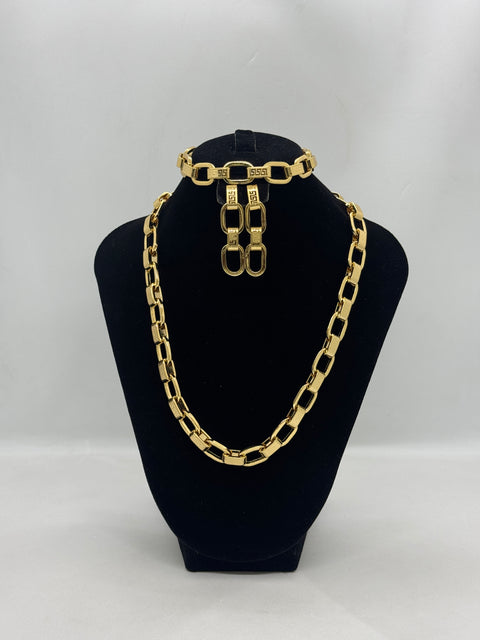 Gold-Tone Versace-Style Greca Link  Set