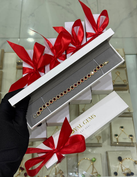The Crimson Halo Tennis Bracelet